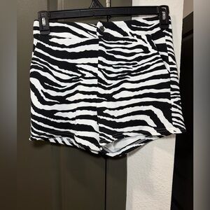SHEIN Black and White Zebra Print High Waist Shorts